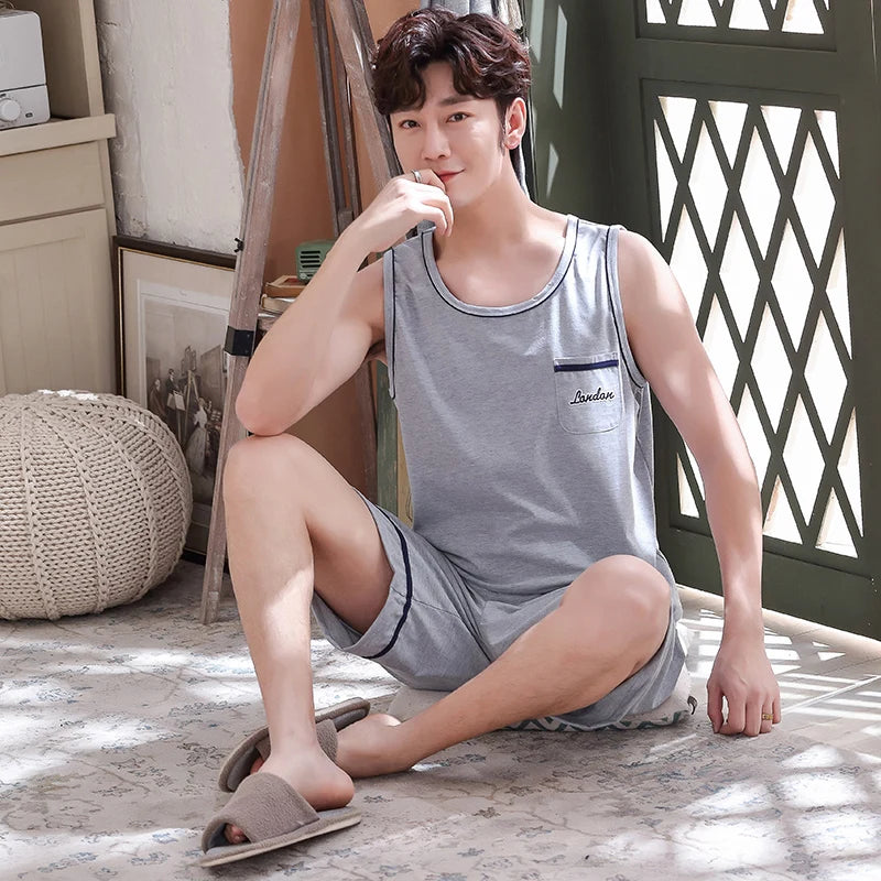 Men's Plus-Size Summer Pajama Set – Short Sleeve & Shorts Sleepwear Style Heaven