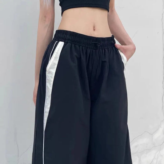 American Retro Black Street Hip-Hop Trend Leisure Wide-Leg Trousers – Thin Straight Tube Baggy Sweatpants for Men & Women Style Heaven