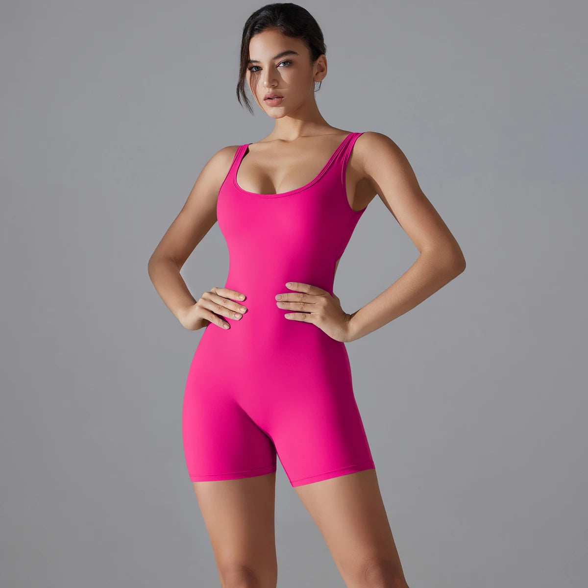 V-Back Scrunch Sports Jumpsuit – Sleeveless One-Piece Gym & Yoga Bodysuit for Women Style Heaven