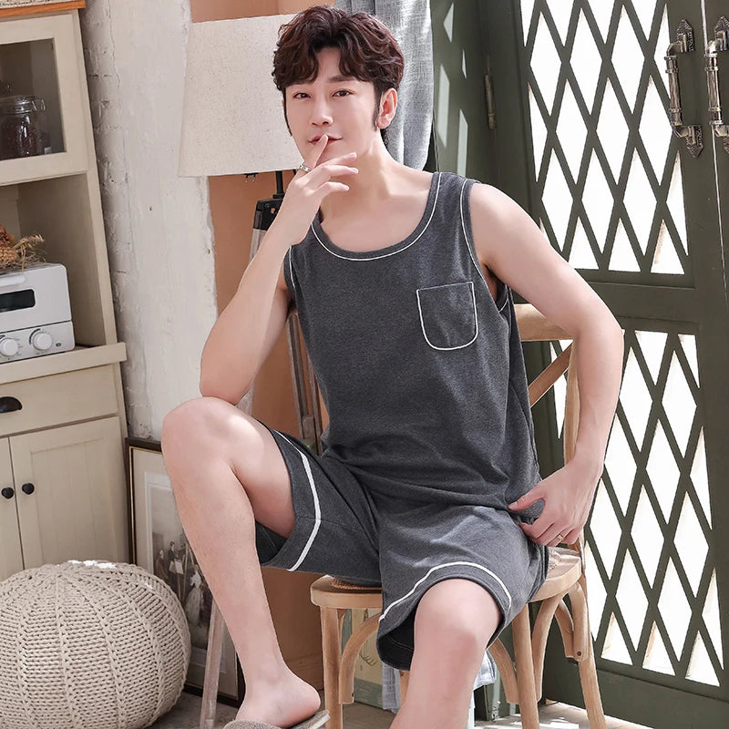 Men's Plus-Size Summer Pajama Set – Short Sleeve & Shorts Sleepwear Style Heaven