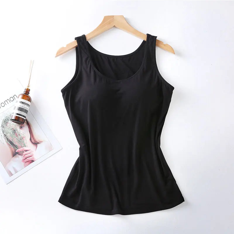 2025 Women’s Slim Fit Padded Tank Top – Built-In Bra Vest, Casual Sexy Underlay Shirt Style Heaven