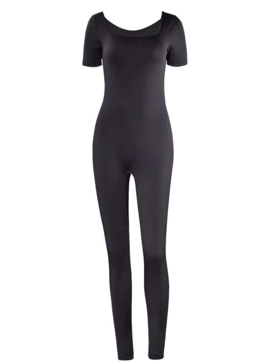 2025 Spring and Summer New Women's One-piece Short Sleeve Solid Color Sexy Slim Fit Street Style Jumpsuit Style Heaven
