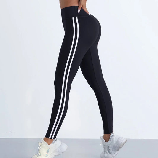 Women's Striped High Waist Yoga Leggings – Slim Fit, Hip Lifting Stretchy Gym Tights Style Heaven