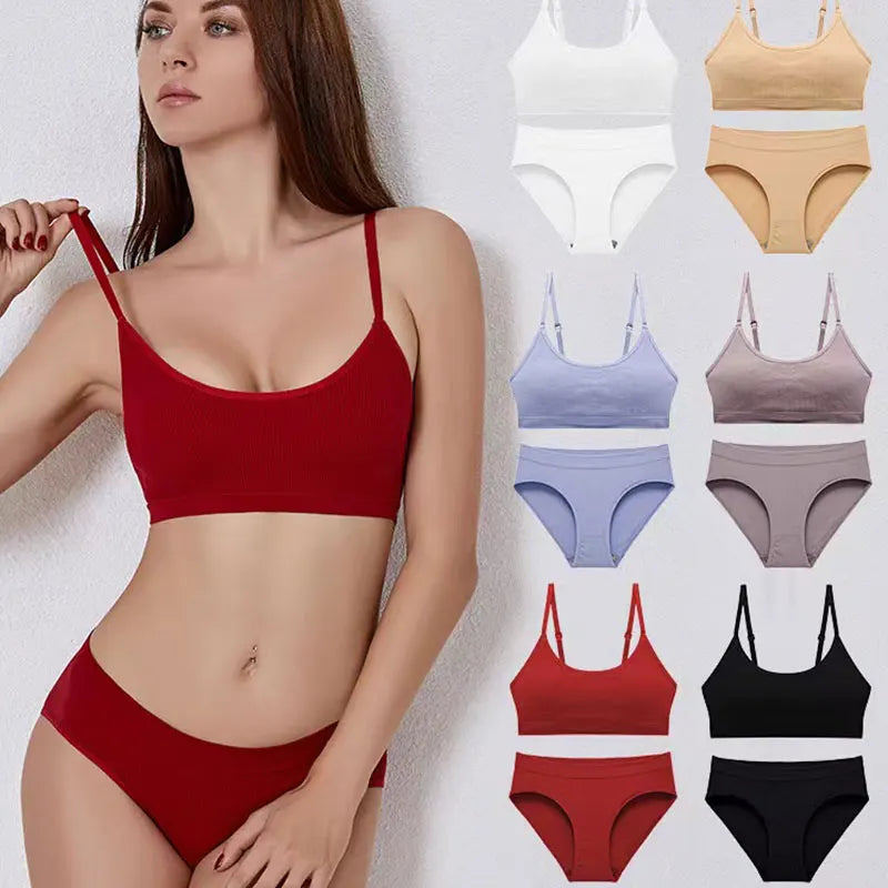 Seamless Push-Up Bralette & Panty Set – Sporty Crop Tank Style | S–XL Style Heaven