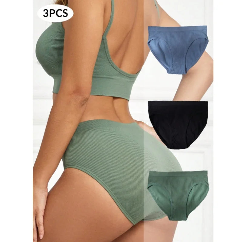 3-Pack Seamless Cotton Mid-Waist Panties – Breathable & Butt-Lifting | Plus Size