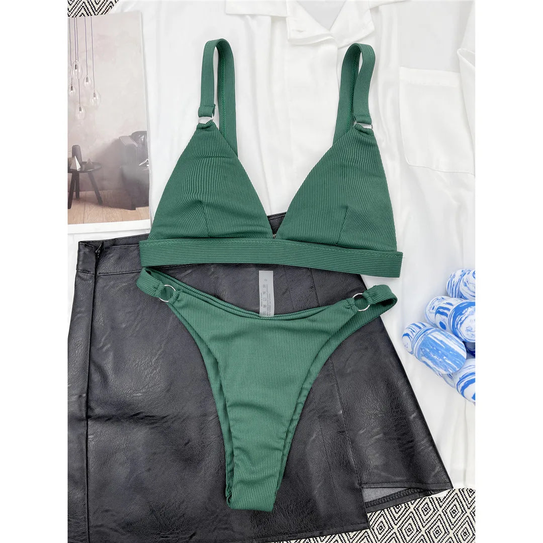 Sexy High Leg Cut Ribbed Bikini – Padded Two-Piece Swimsuit for Women – Chic Bathing Suit for Pool & Beach Style Heaven