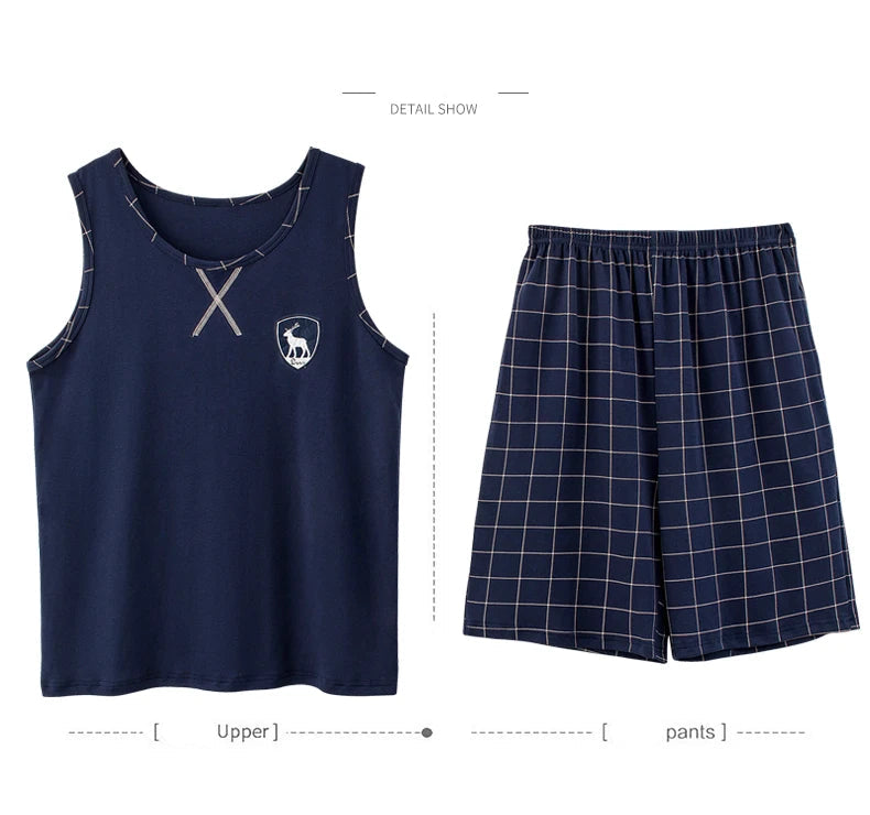 Men's Plus-Size Summer Pajama Set – Short Sleeve & Shorts Sleepwear Style Heaven