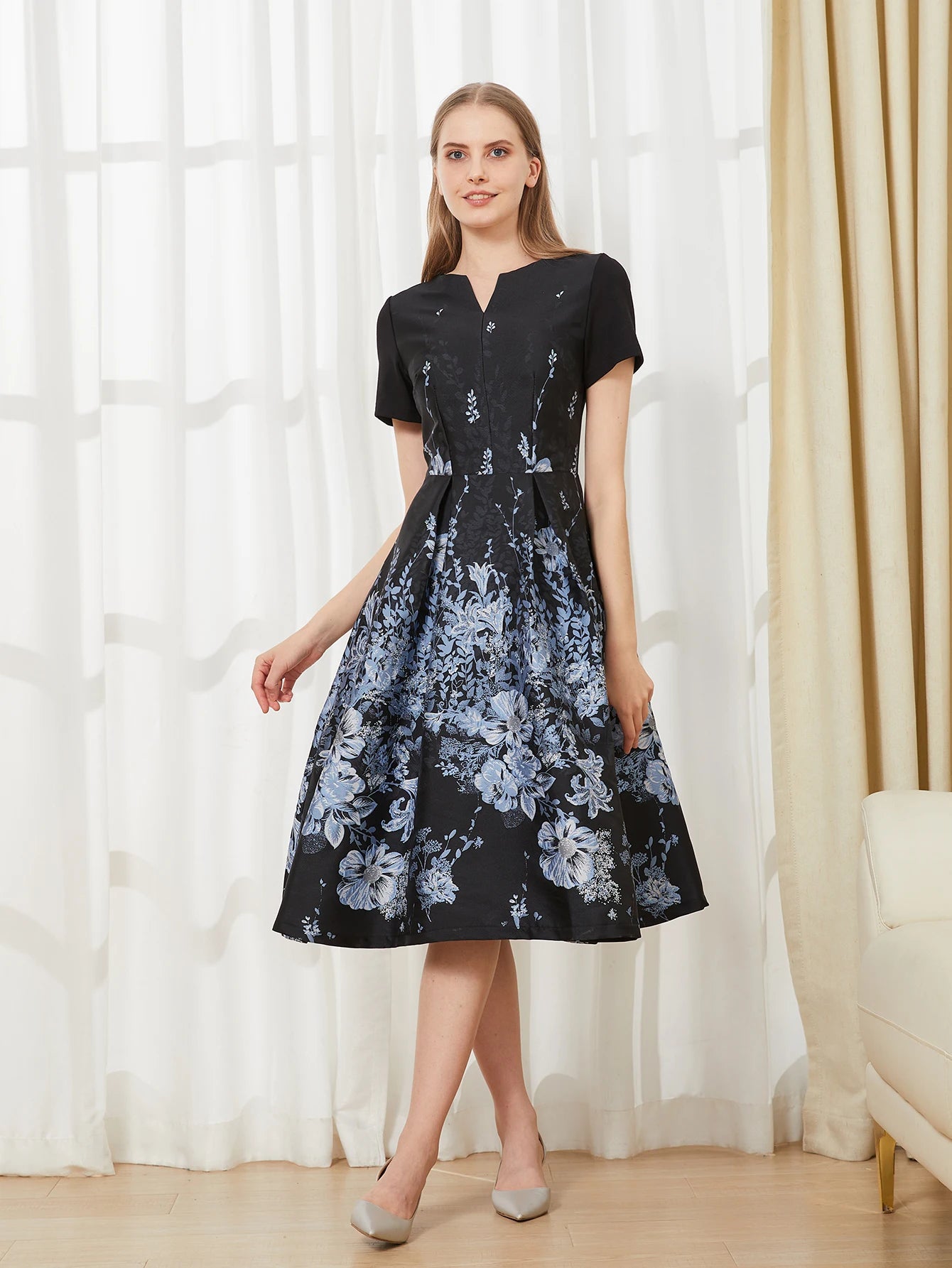 Jacquard Summer Dress – Luxury New Fashion Elegant Ladies Maxi Ball Gown Party Evening Dress Style Heaven