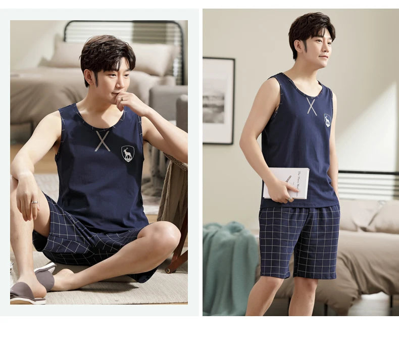 Men's Plus-Size Summer Pajama Set – Short Sleeve & Shorts Sleepwear Style Heaven