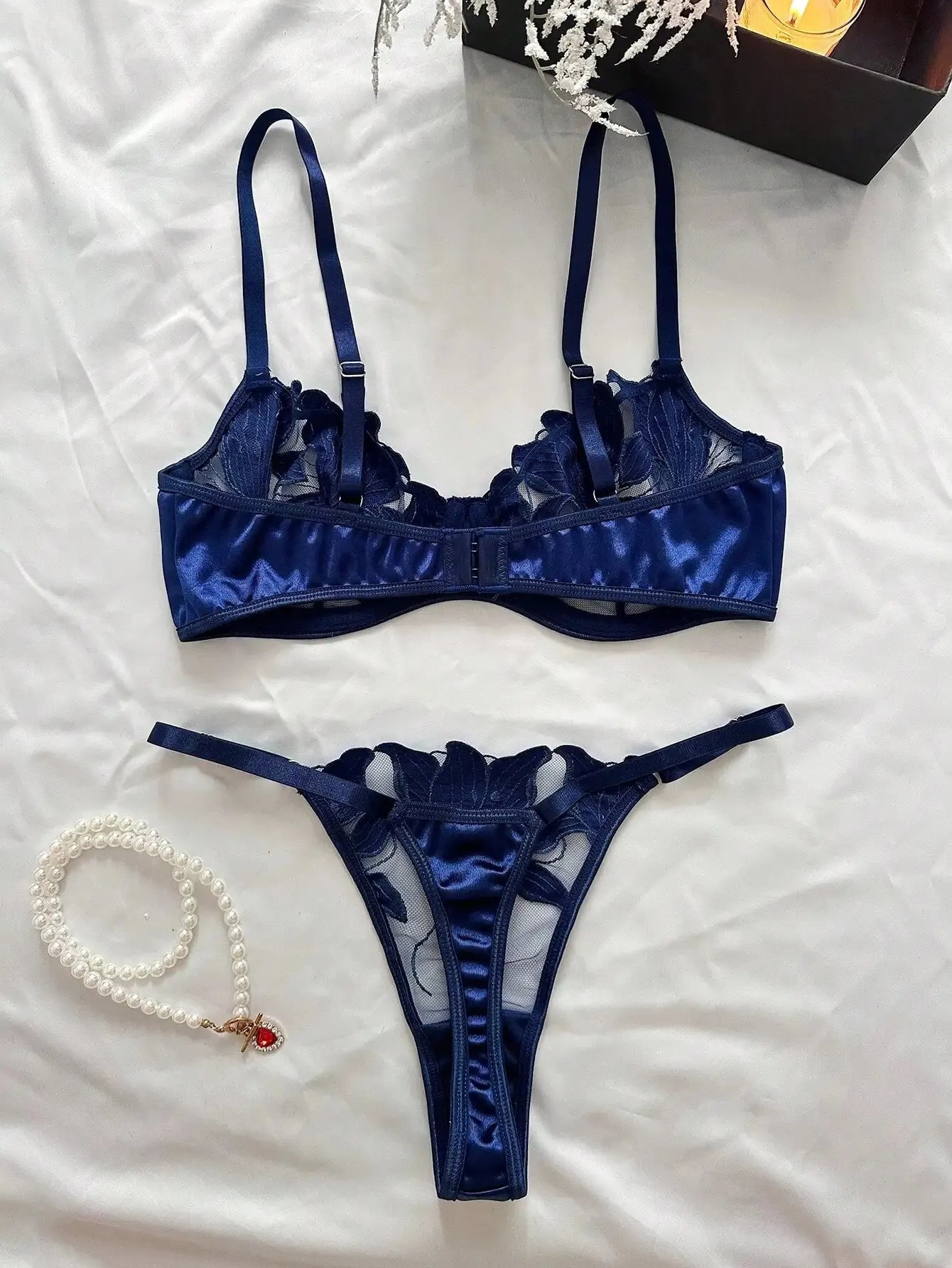 2024 Floral Embroidery Sexy Lingerie Set – Transparent Lace Push-Up Bralette & Panty, 2-Piece Sensual Women’s Intimates Style Heaven