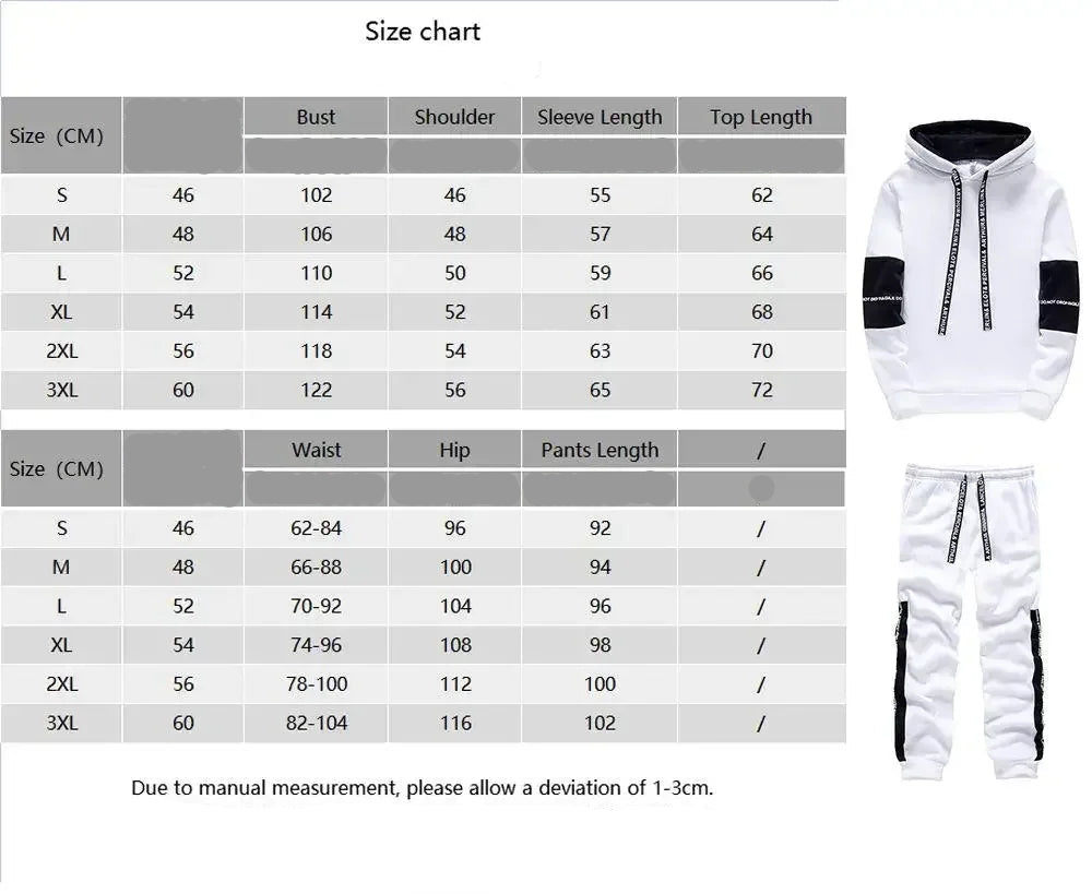 Mens Tracksuit Warm Hooded Sweatshirt+Sweatpants 2 Pcs Sets Winter High Quality Black White Top Or Pants Casual Jogging Clothing Style Heaven