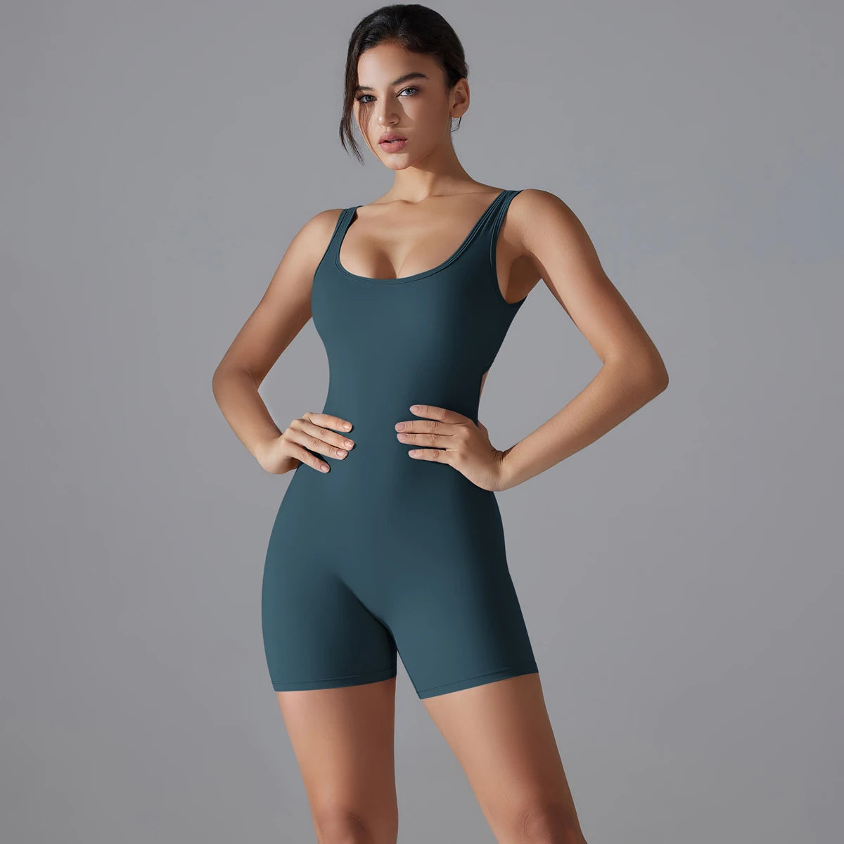 V-Back Scrunch Sports Jumpsuit – Sleeveless One-Piece Gym & Yoga Bodysuit for Women Style Heaven