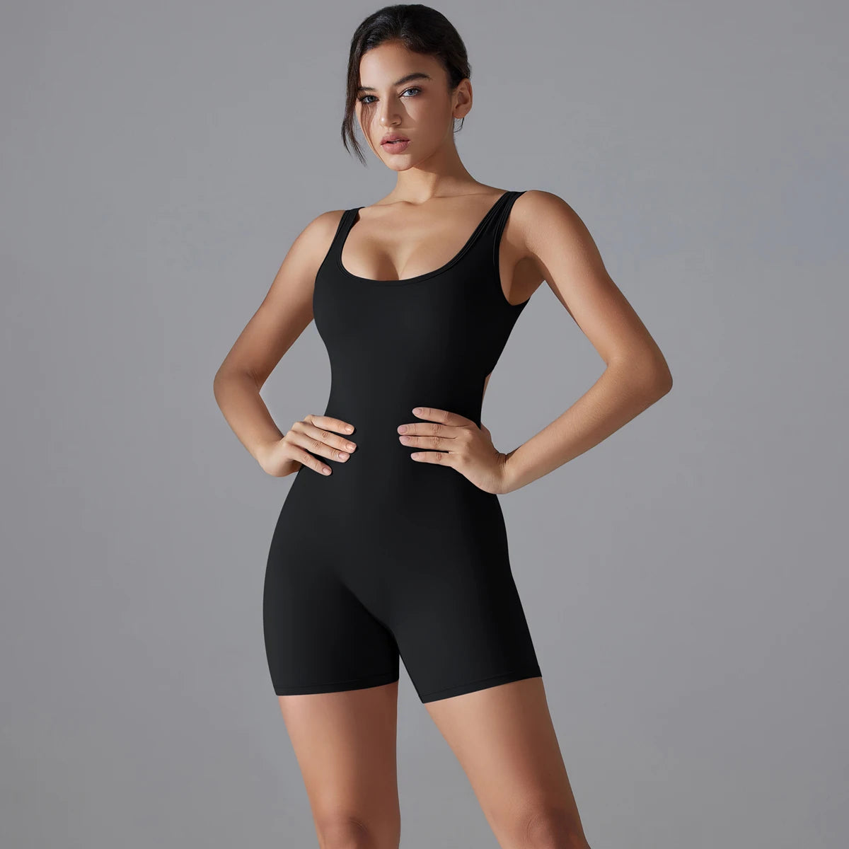 V-Back Scrunch Sports Jumpsuit – Sleeveless One-Piece Gym & Yoga Bodysuit for Women Style Heaven