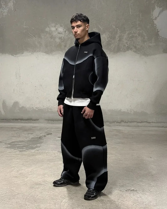 Men’s Gothic Punk Striped Oversized Sweatshirt — Y2K Zipper Hoodie Streetwear - Style Heaven