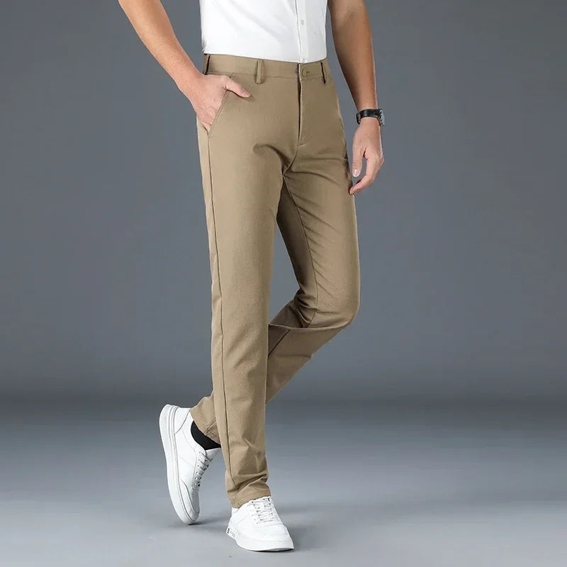 2024 Men's Business Casual Suit Pants – Elastic Straight-Leg Formal Trousers for Office & Events Style Heaven