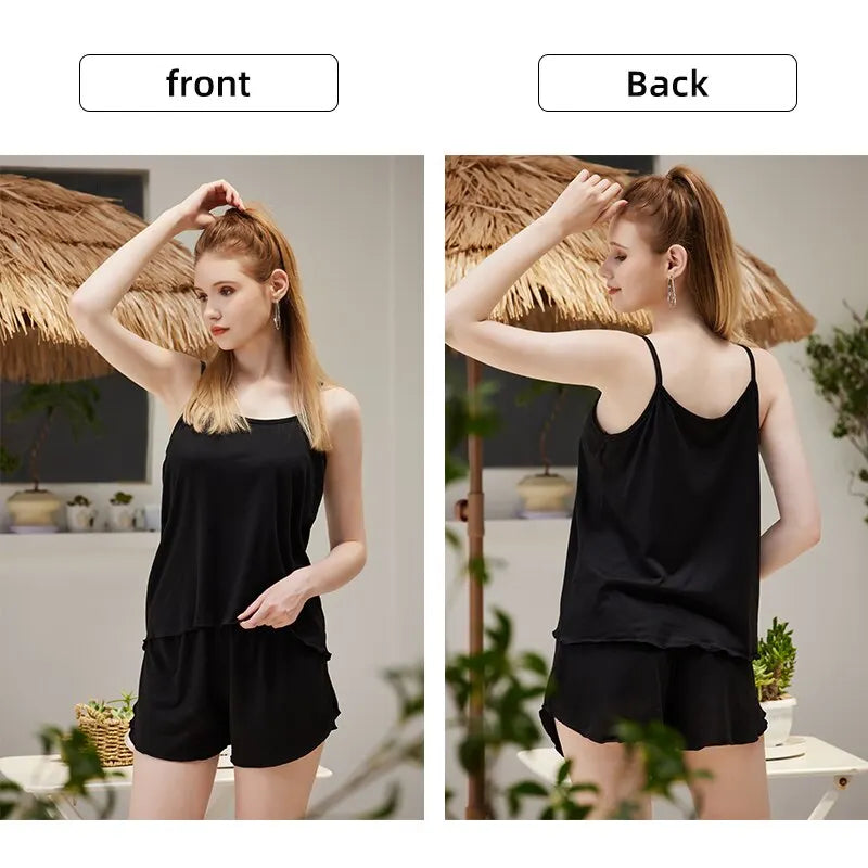 Women’s Spaghetti Strap Pajama Set – Soft & Smooth Nightwear with Camisole & Shorts Style Heaven