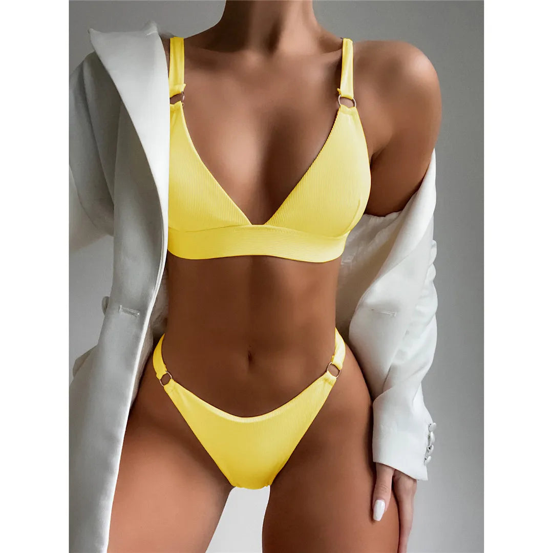 Sexy High Leg Cut Ribbed Bikini – Padded Two-Piece Swimsuit for Women – Chic Bathing Suit for Pool & Beach Style Heaven