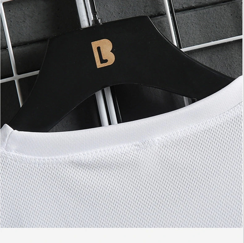 Three-Bar Trendy Men's Sports Set – Smiling Face Print Mesh T-Shirt & Pants Style Heaven