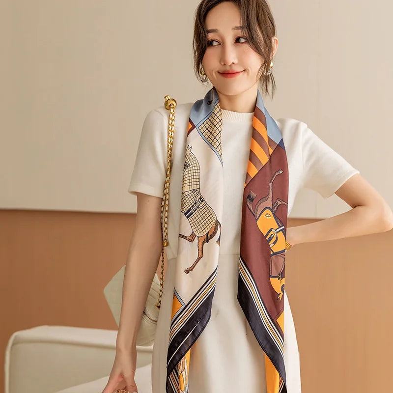 Large Imitation Silk Travel Scarf | 110x110cm Beach Sarong Wrap | Bikini Cover-Up for Women - Style Heaven
