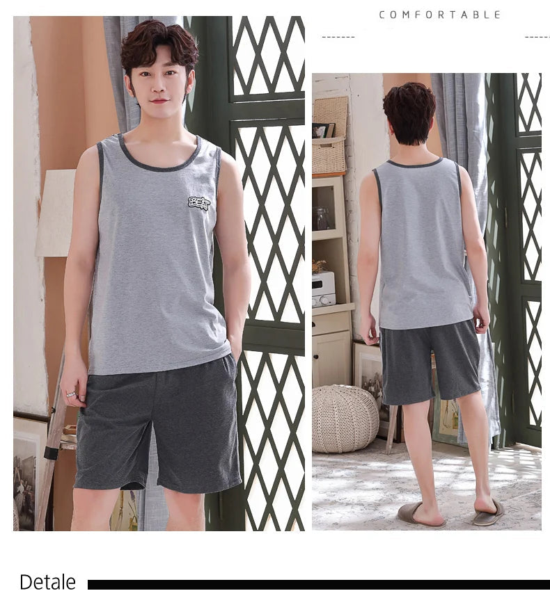 Men's Plus-Size Summer Pajama Set – Short Sleeve & Shorts Sleepwear Style Heaven