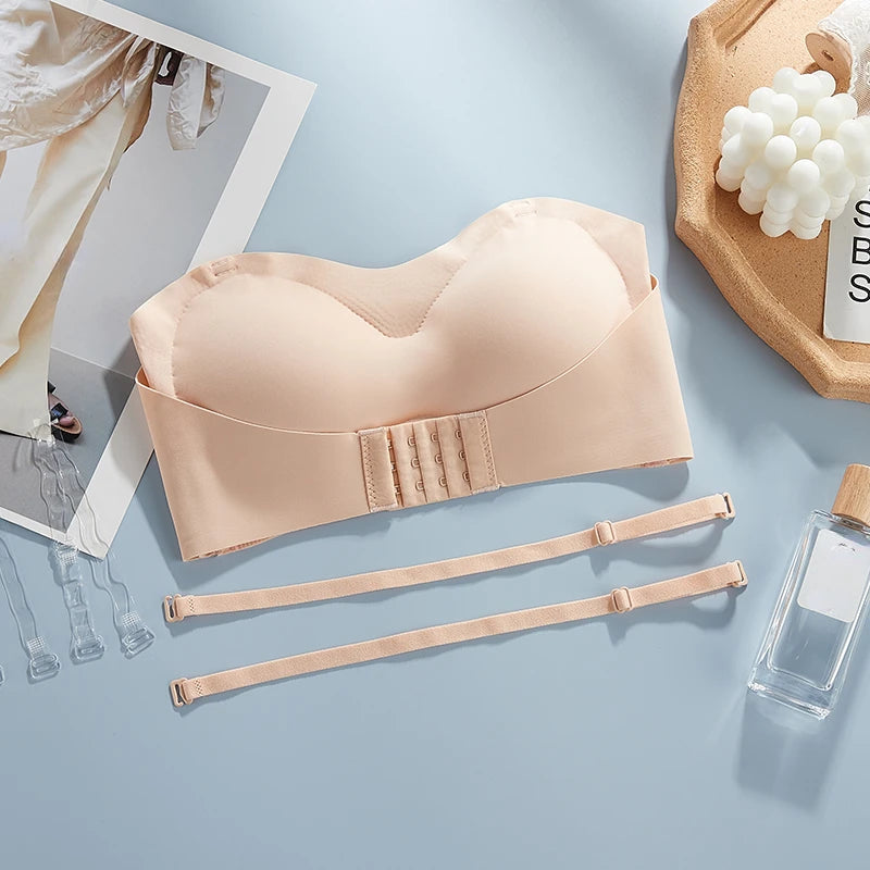 Seamless Strapless Push-Up Bra – Breathable Wireless Tube Top for Women, Invisible Wedding Brassiere Style Heaven