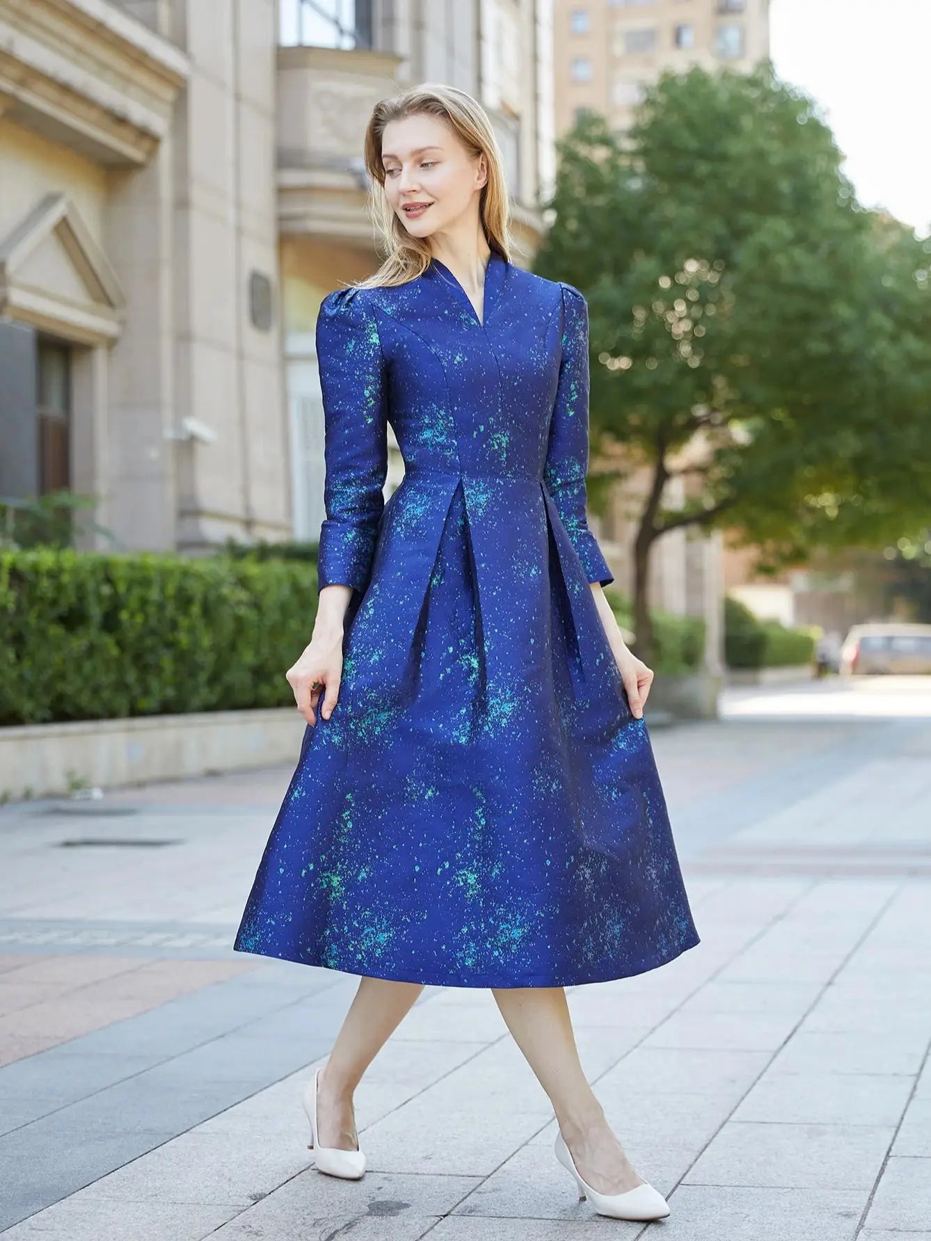 Elegant Women Jacquard Long Maxi Dress – Fashion Floral Party Gown for Fall & Winter Events Style Heaven