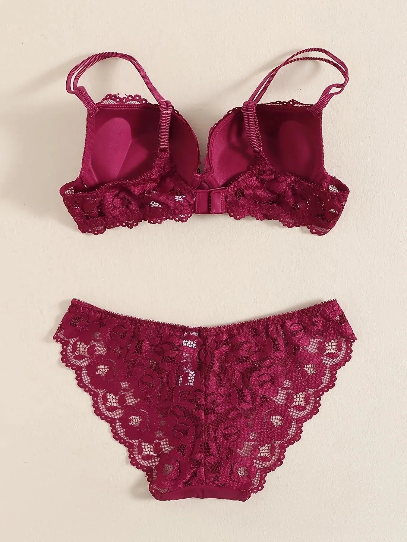 Elegant Lace Embroidery Lingerie Set – Push-Up Bra & Sheer Panty, Breathable Fabric, Perfect for Valentine's Day Style Heaven