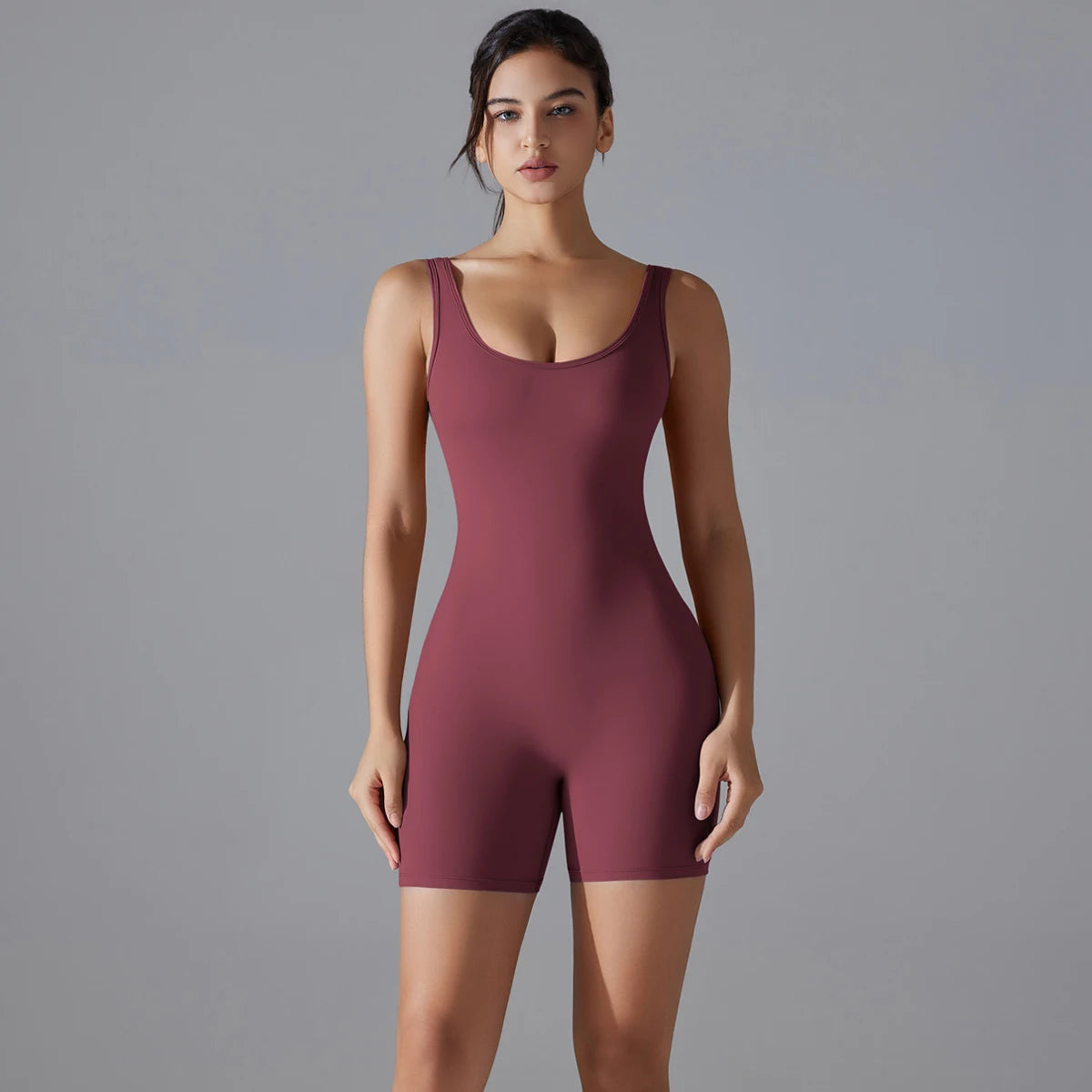 V-Back Scrunch Sports Jumpsuit – Sleeveless One-Piece Gym & Yoga Bodysuit for Women Style Heaven