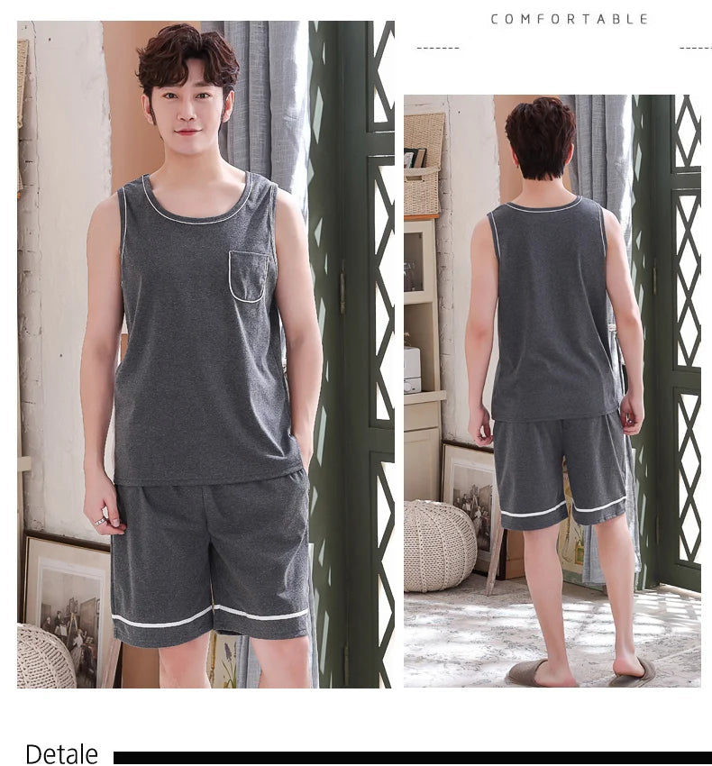 Men's Plus-Size Summer Pajama Set – Short Sleeve & Shorts Sleepwear Style Heaven