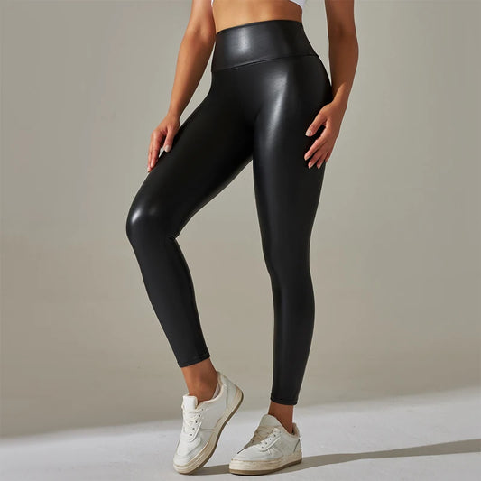 Trendy Oversized High-Waisted PU Leather Leggings – Colorful Tight & Sexy Yoga Pants for Women Style Heaven