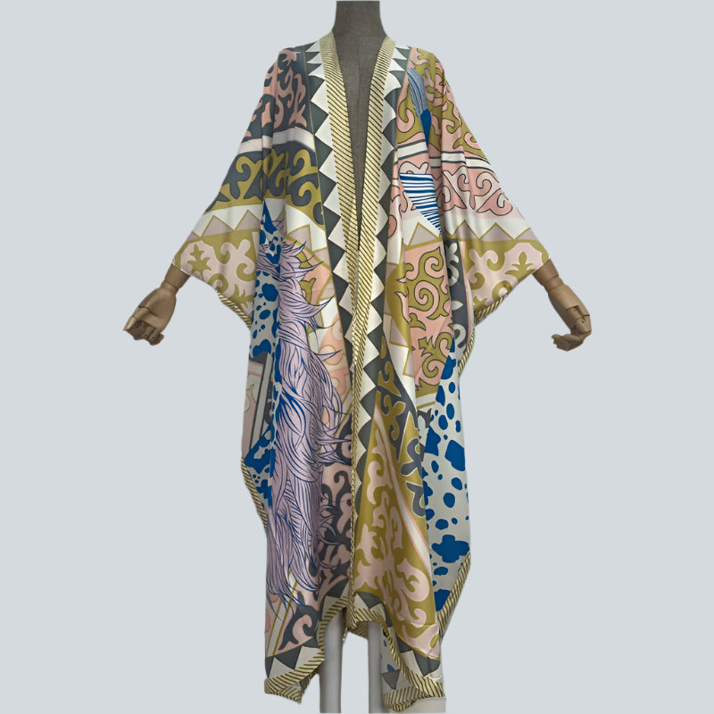 Elegant Women’s Boho Kaftan Kimono | Colorful Beachwear Cardigan | Summer Party Holiday Cover-Up - Style Heaven