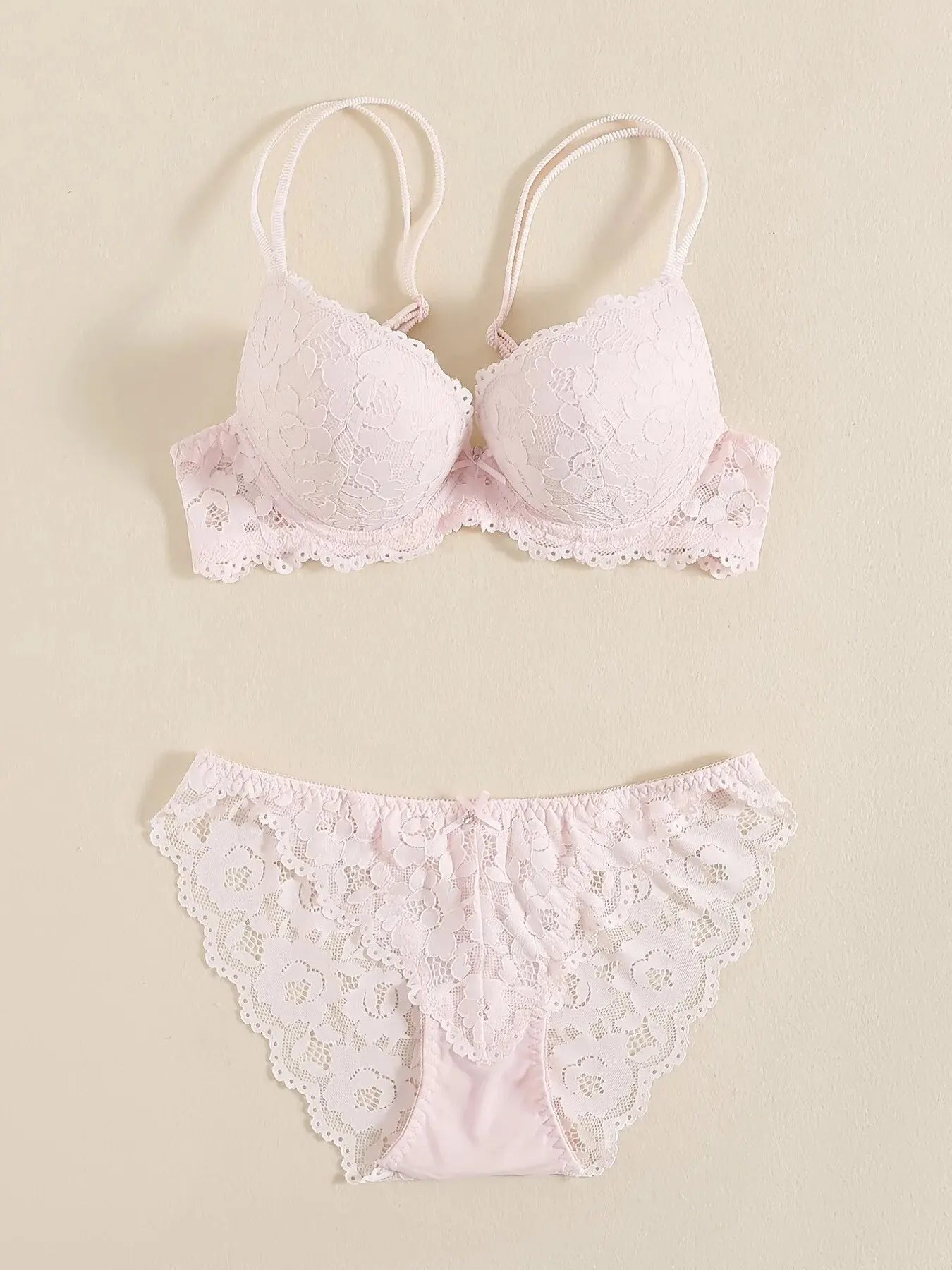 Elegant Lace Embroidery Lingerie Set – Push-Up Bra & Sheer Panty, Breathable Fabric, Perfect for Valentine's Day Style Heaven