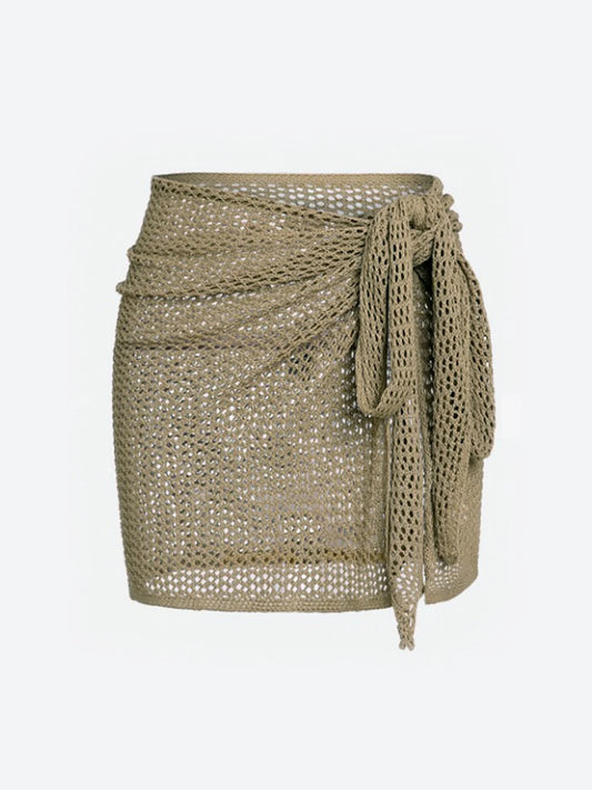 Women’s Knitted Short Skirt with Hollow Straps and Slit – Sexy Beach Cover-Up Shirt for Summer Style Heaven