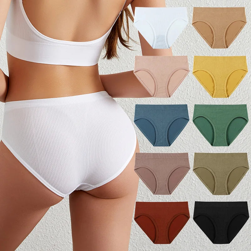 3-Pack Seamless Cotton Mid-Waist Panties – Breathable & Butt-Lifting | Plus Size