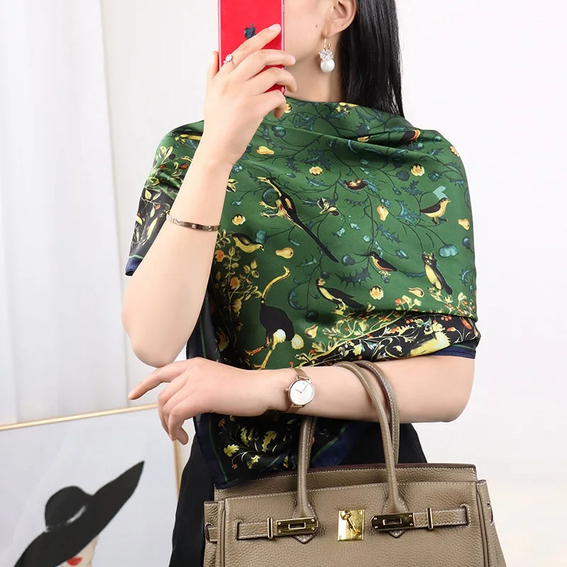 Large Imitation Silk Travel Scarf | 110x110cm Beach Sarong Wrap | Bikini Cover-Up for Women - Style Heaven