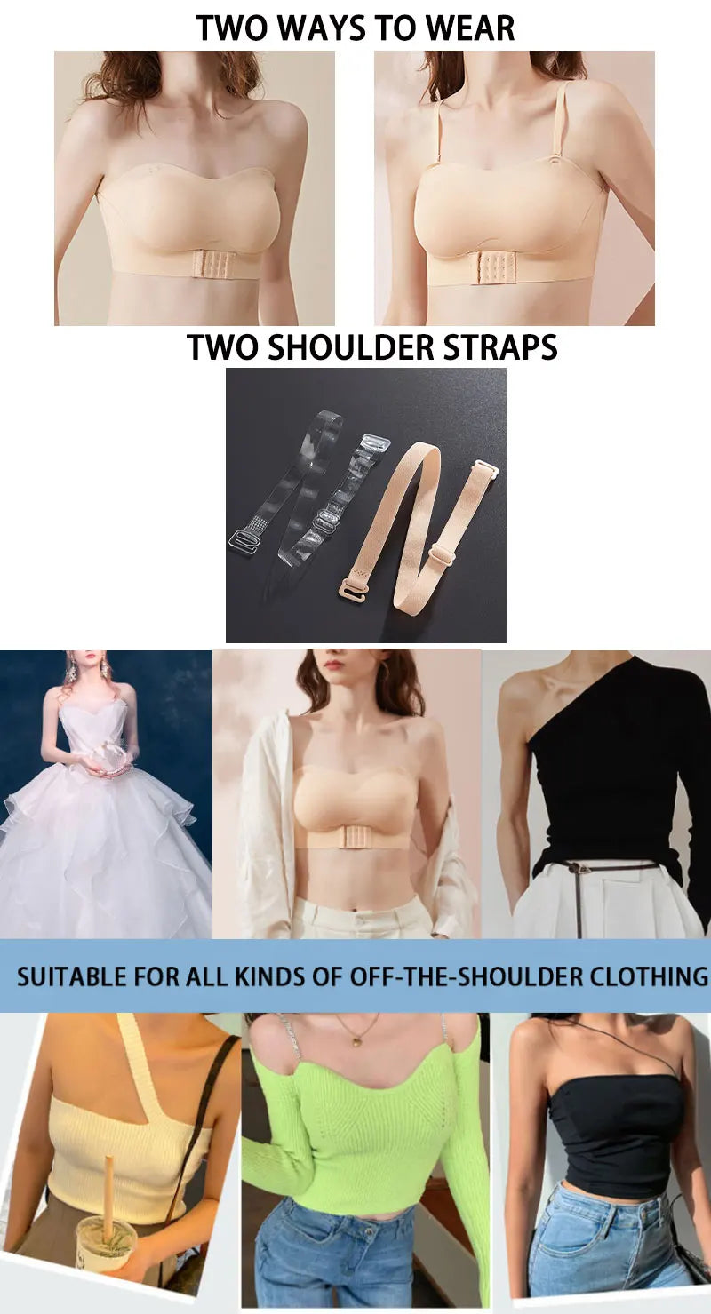 Seamless Strapless Push-Up Bra – Breathable Wireless Tube Top for Women, Invisible Wedding Brassiere Style Heaven
