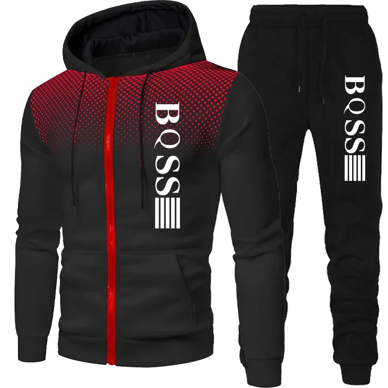 Men’s Spotted Sweatshirt Suit – Hoodie & Pants | Winter Two-Piece Fashion Tracksuit Style Heaven