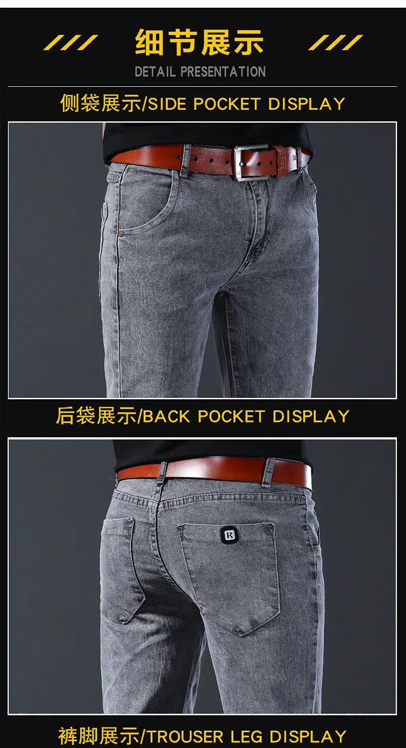 2024 Men’s Fashion Korean Style Straight-Leg Grey Denim Jeans Style Heaven