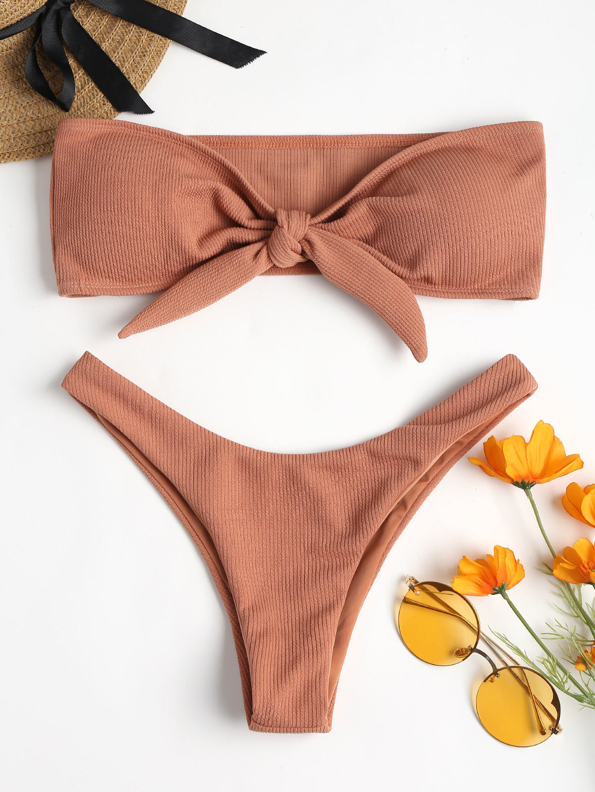 Women’s Sexy Tube Top Bow Split Bikini Swimsuit – Stylish Swimwear with High-Waisted Bottoms Style Heaven
