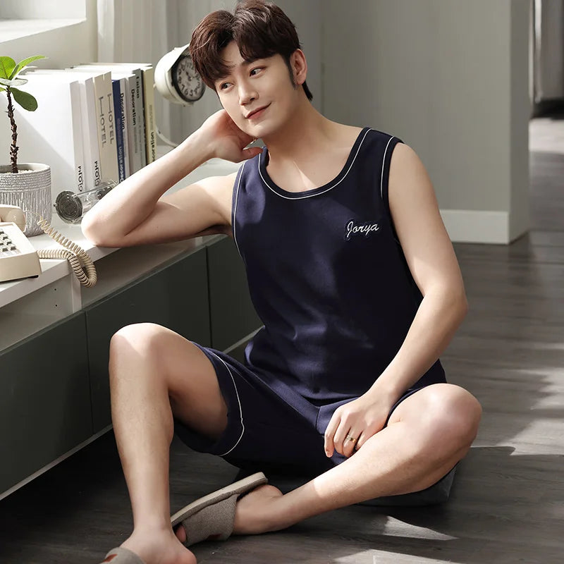 Men's Plus-Size Summer Pajama Set – Short Sleeve & Shorts Sleepwear Style Heaven