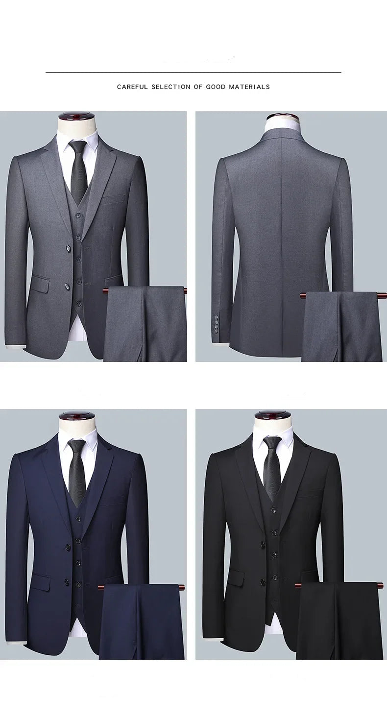 Men’s 3-Piece Formal Suit Set – Blazer, Vest & Trousers for Business, Wedding, or Casual Wear (M-6XL) Style Heaven