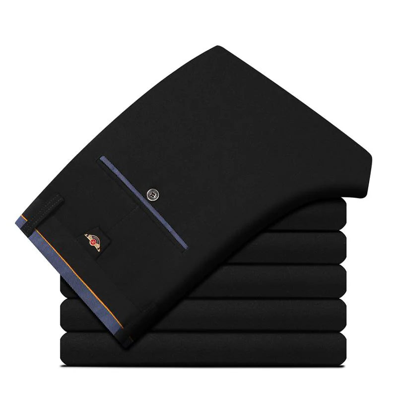 Men’s Summer Business Casual Suit Pants – Elastic Waist, Straight Fit Formal Trousers (Plus Size 28-40) - Style Heaven