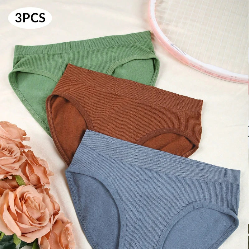 3-Pack Seamless Cotton Mid-Waist Panties – Breathable & Butt-Lifting | Plus Size