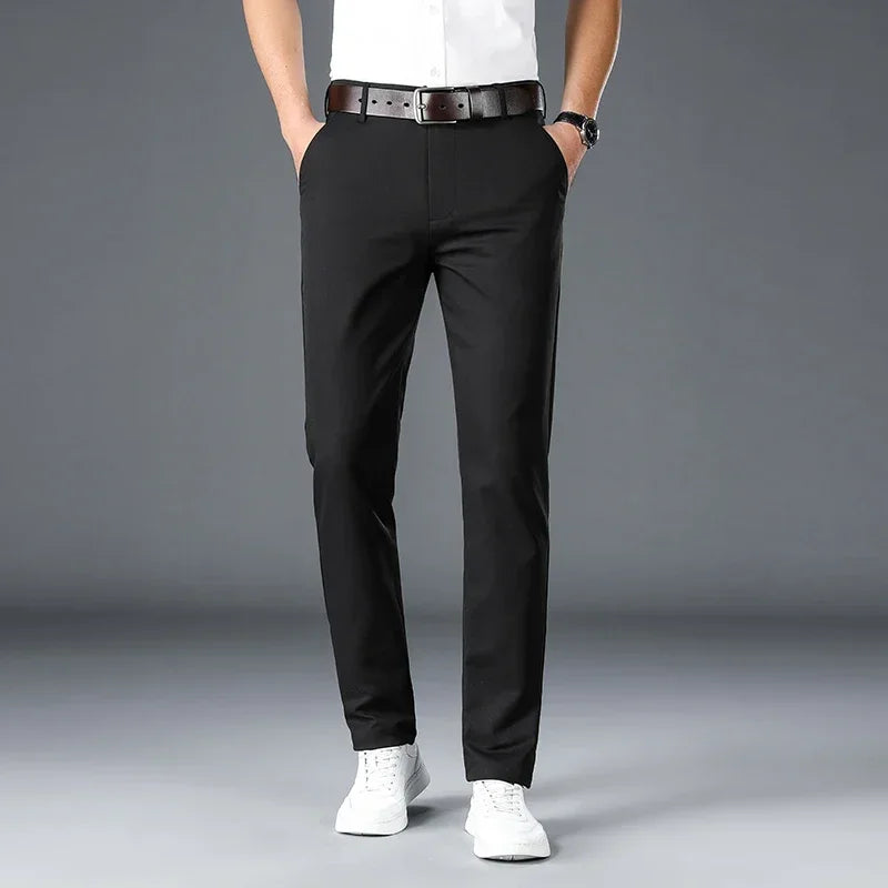 2024 Men's Business Casual Suit Pants – Elastic Straight-Leg Formal Trousers for Office & Events Style Heaven