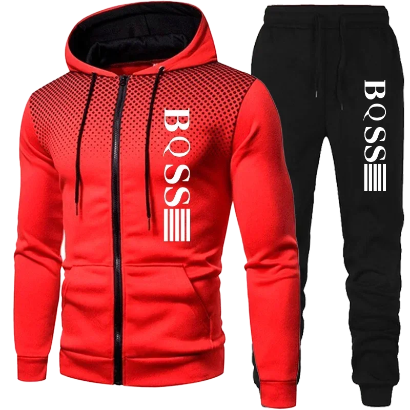 Men’s Spotted Sweatshirt Suit – Hoodie & Pants | Winter Two-Piece Fashion Tracksuit Style Heaven