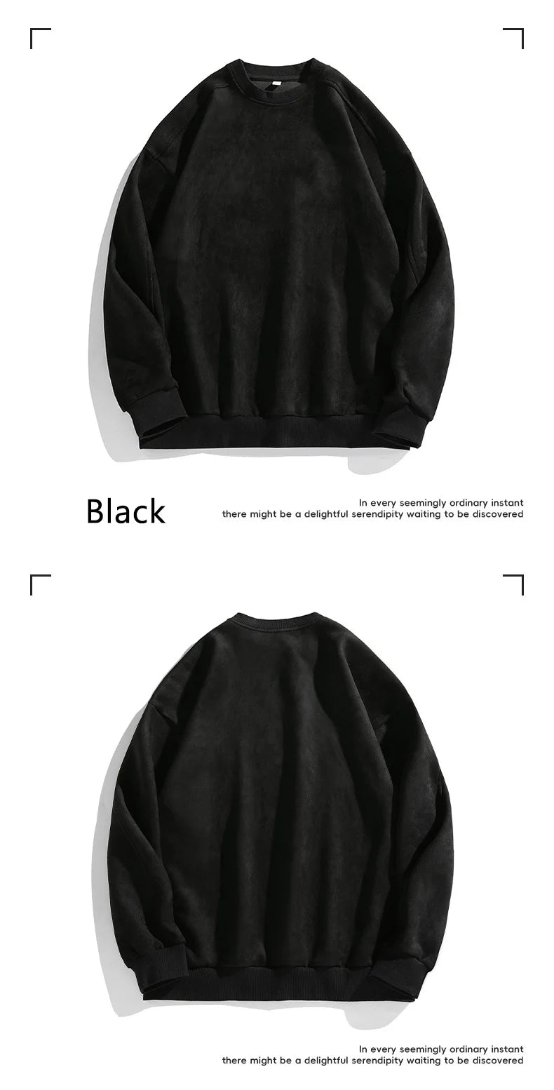 Men’s Purple Suede Sweatshirt – Baggy O-Neck Casual Long Sleeve Top for Autumn & Winter 2025 - Style Heaven