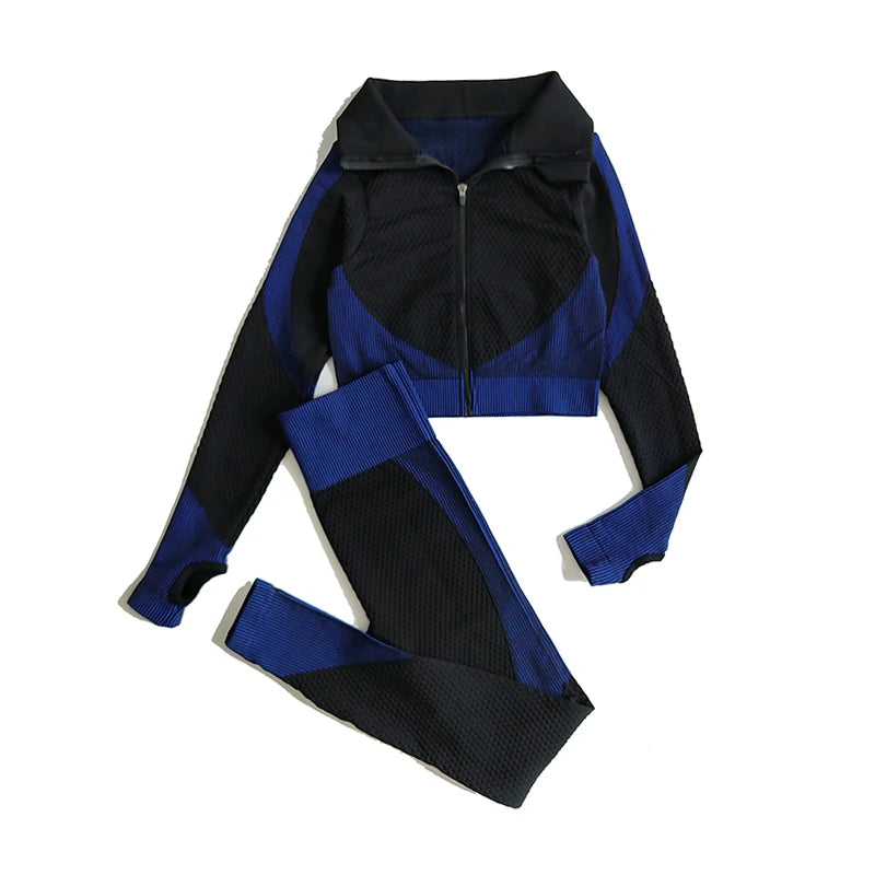2-Piece Seamless Yoga Set for Women – Long Sleeve Crop Top & High Waist Leggings Gym Outfit Style Heaven