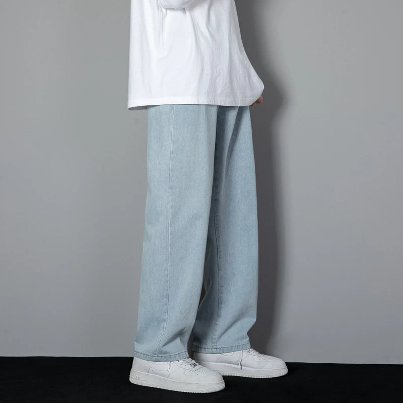 2025 New Korean Men's Wide-Leg Denim Jeans – Classic Straight-Leg Casual Pants Style Heaven