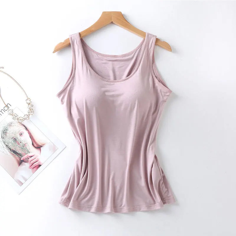 2025 Women’s Slim Fit Padded Tank Top – Built-In Bra Vest, Casual Sexy Underlay Shirt Style Heaven