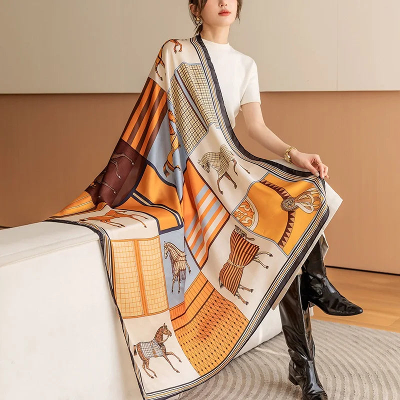 Large Imitation Silk Travel Scarf | 110x110cm Beach Sarong Wrap | Bikini Cover-Up for Women - Style Heaven